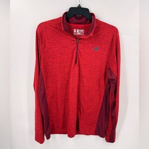 New Balance Mens BDry Quarter Zip Pullover Athletic Top Red Size XL Moisture
